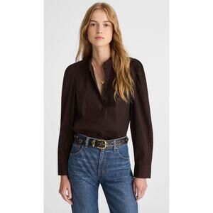 Madewell | NWT Puff-Sleeve Button-Up Shirt Molasses Brown | Sz XS